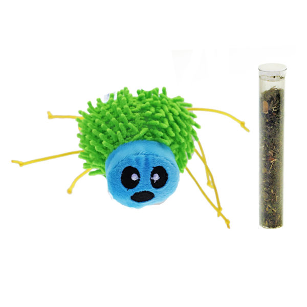 Araignée en peluche avec herbe à chat - vert